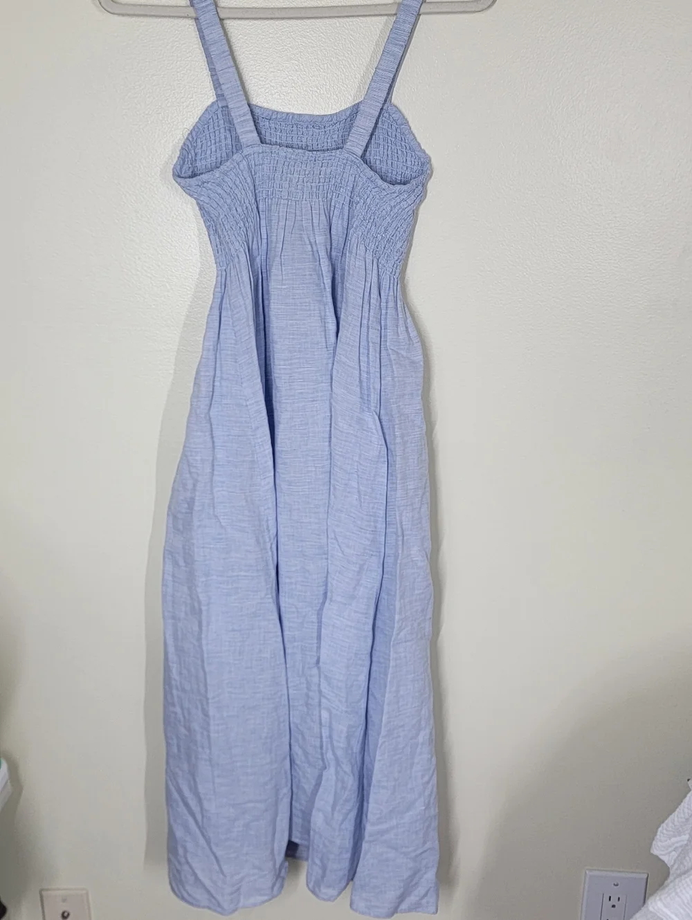 J. Crew Light Blue Smocked Midi Sundress